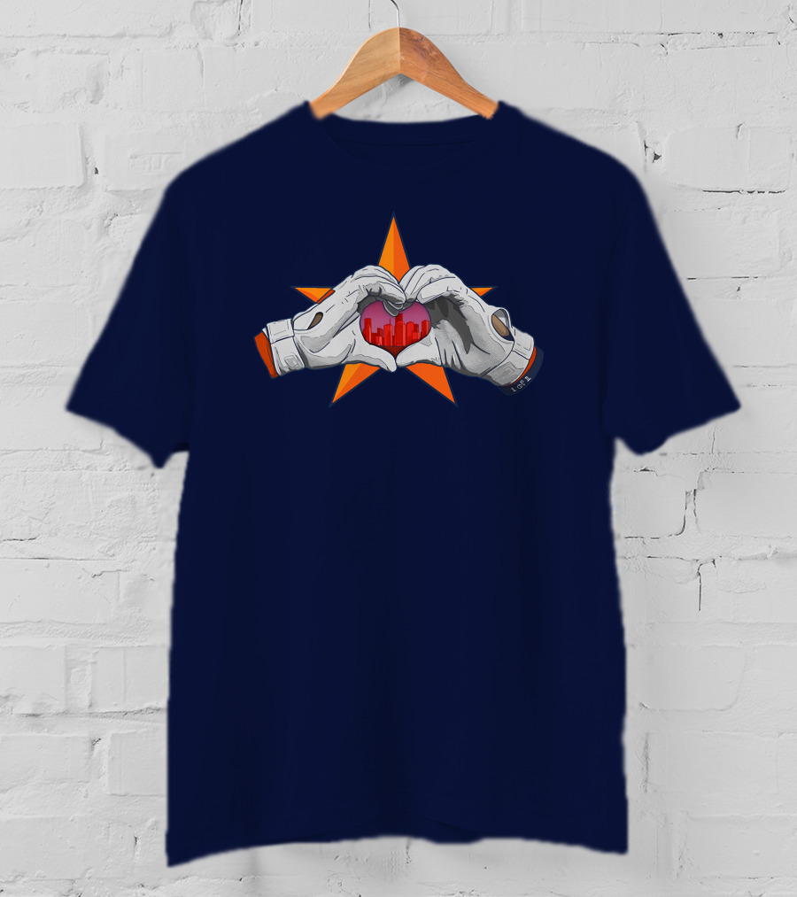 713Shirts Love Hou Astronaut Hands Heart Skyline Star Background T-Shirt