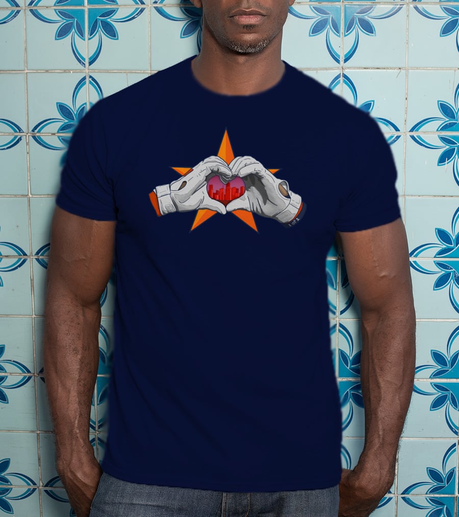 713Shirts Love Hou Astronaut Hands Heart Skyline Star Background T-Shirt