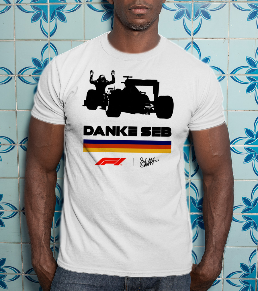 Autosport Sebastian Vettel Danke Seb F1 Silhouette Champion T-Shirt