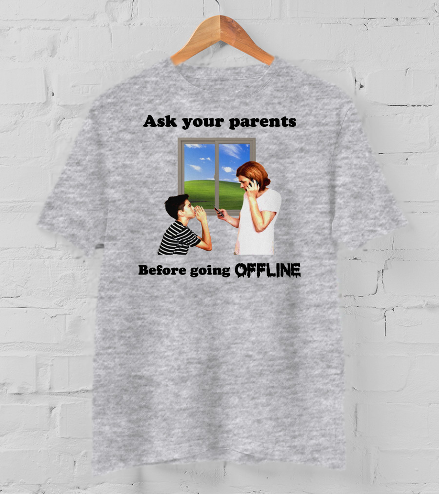 Ask Your Parents Before Going Offline Retro Technology Humor Scene T-Shirt