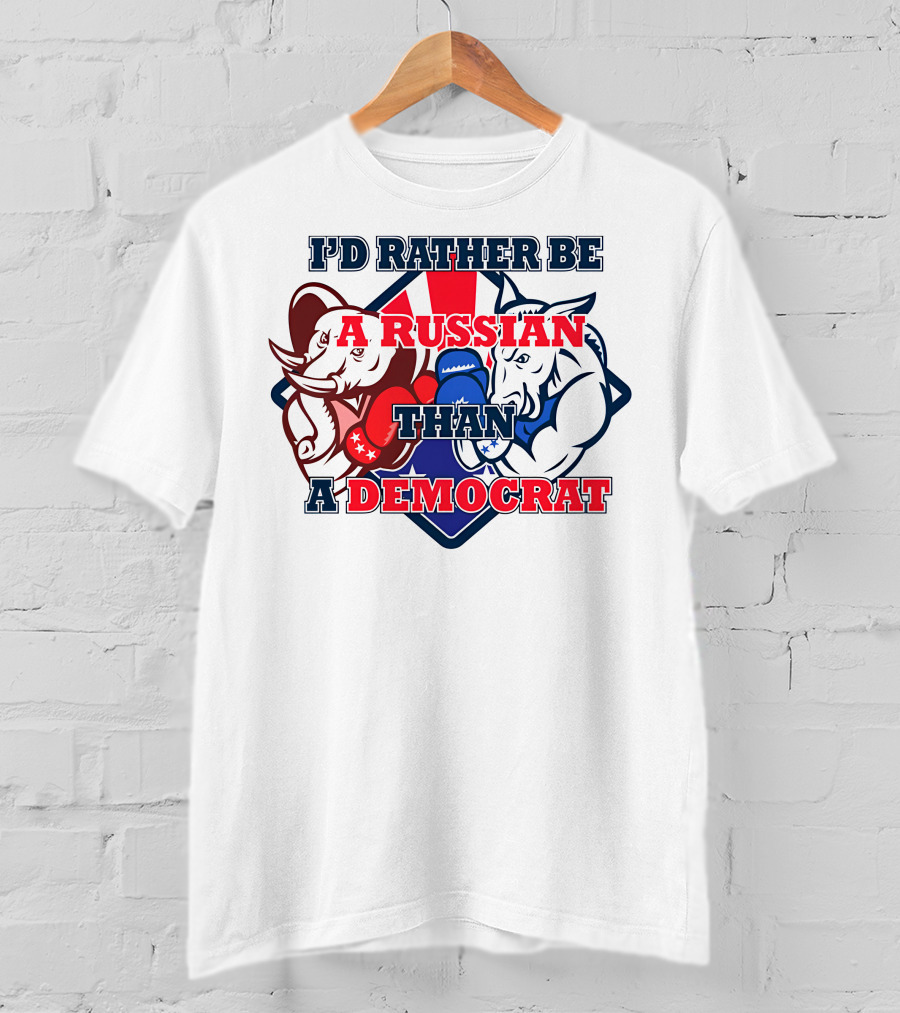 I'D Rather Be A Russian Than A Democrat Elephant And Donkey Boxing Gloves T-Shirt