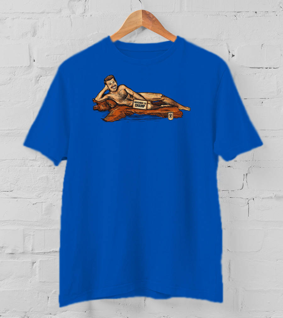 Movember 22 Champ Terroriser Reclining On Bear Rug T-Shirt