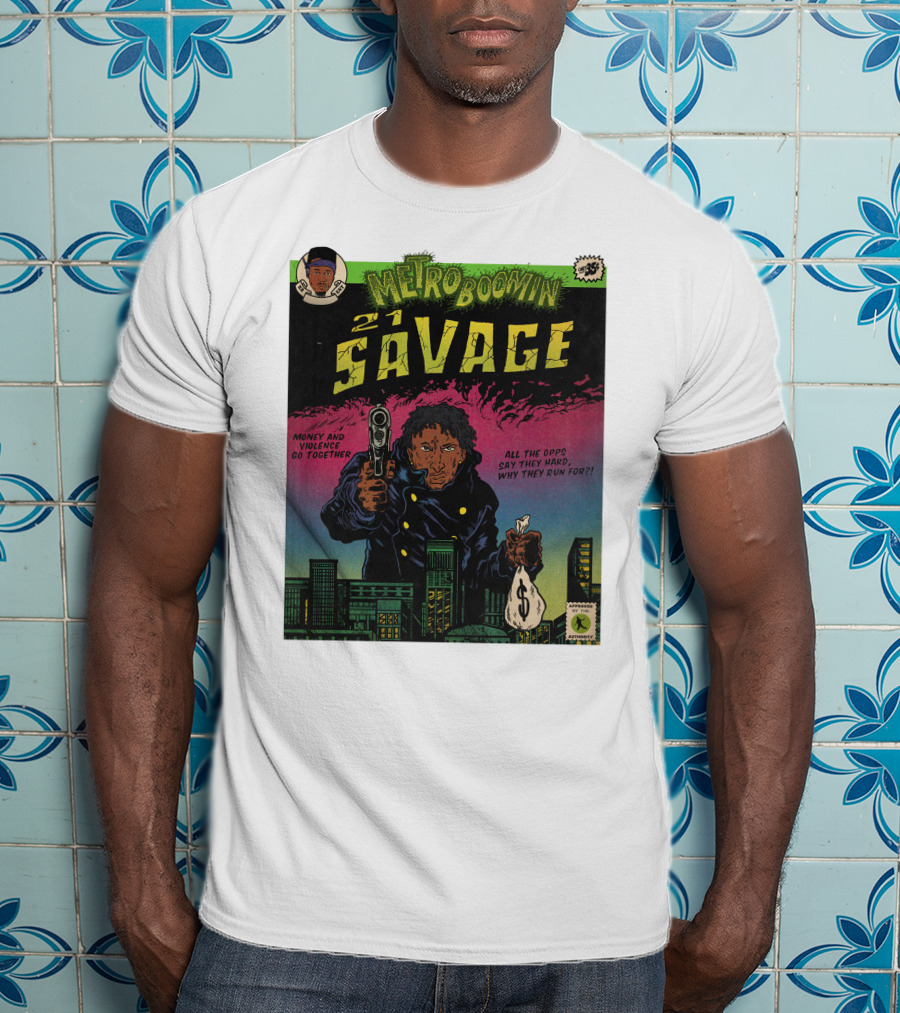 Metro Boomin 21 Savage Heroes And Villains Comic Money And Violence Go Together T-Shirt