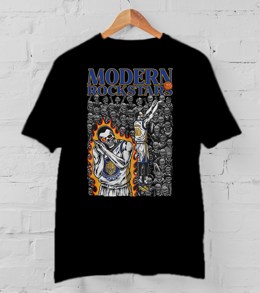 MODERN ROCKSTARS Basketball Flames And Skulls T-Shirt