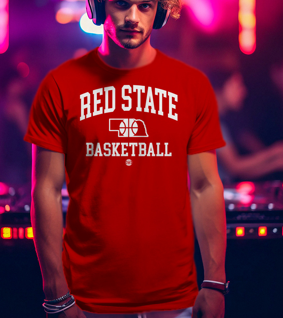 Red State Basketball Nebraska Outline Bbbprinting T-Shirt