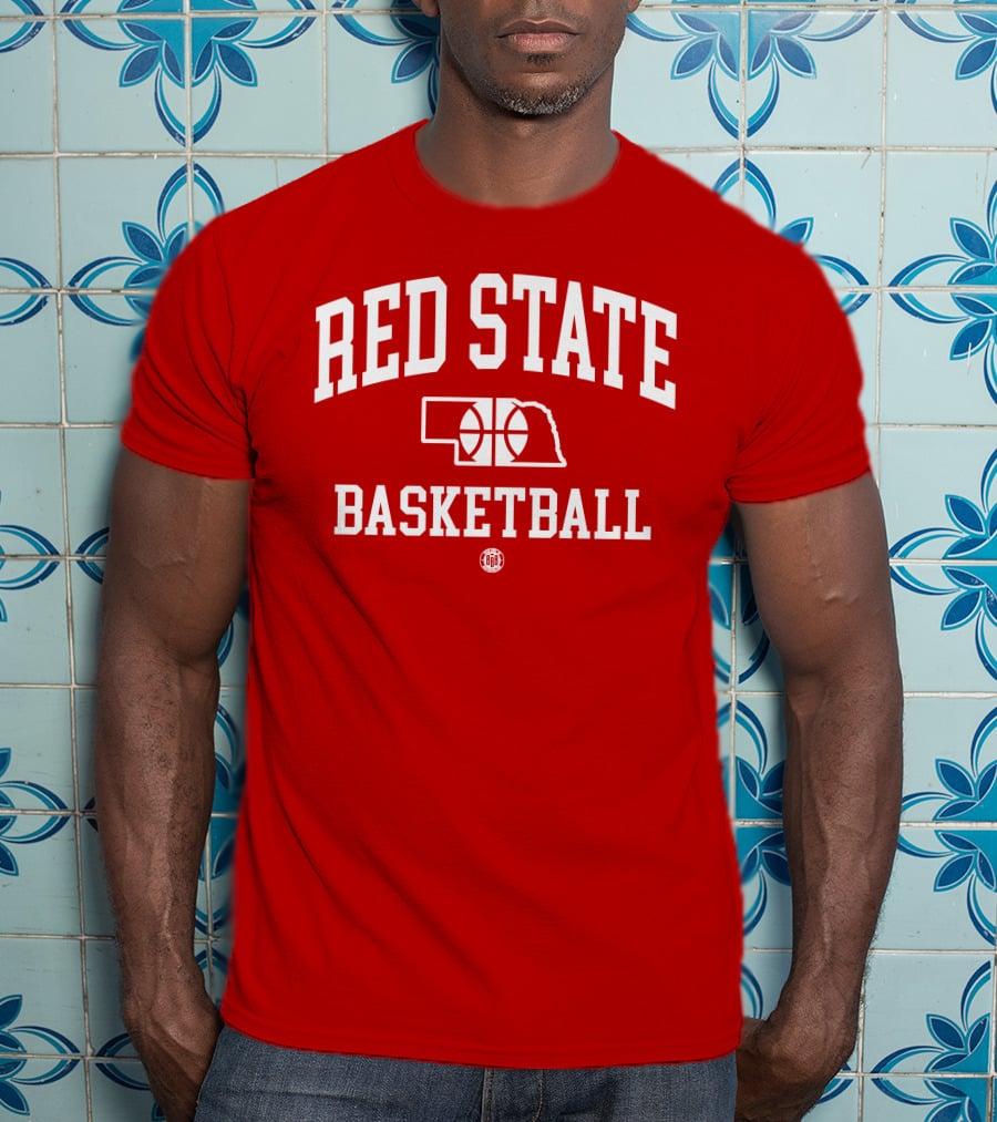 Red State Basketball Nebraska Outline Bbbprinting T-Shirt