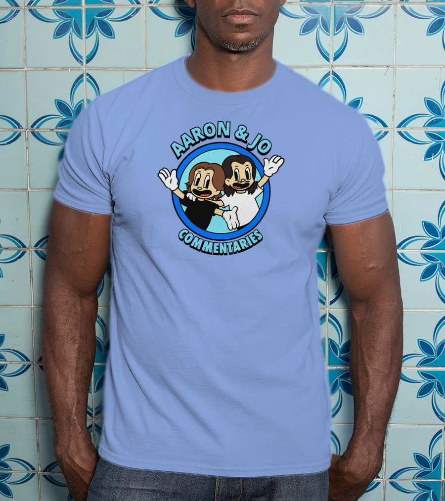 Crowdmade Aaron And Jo Commentaries Cartoon Style Blue Circle T-Shirt
