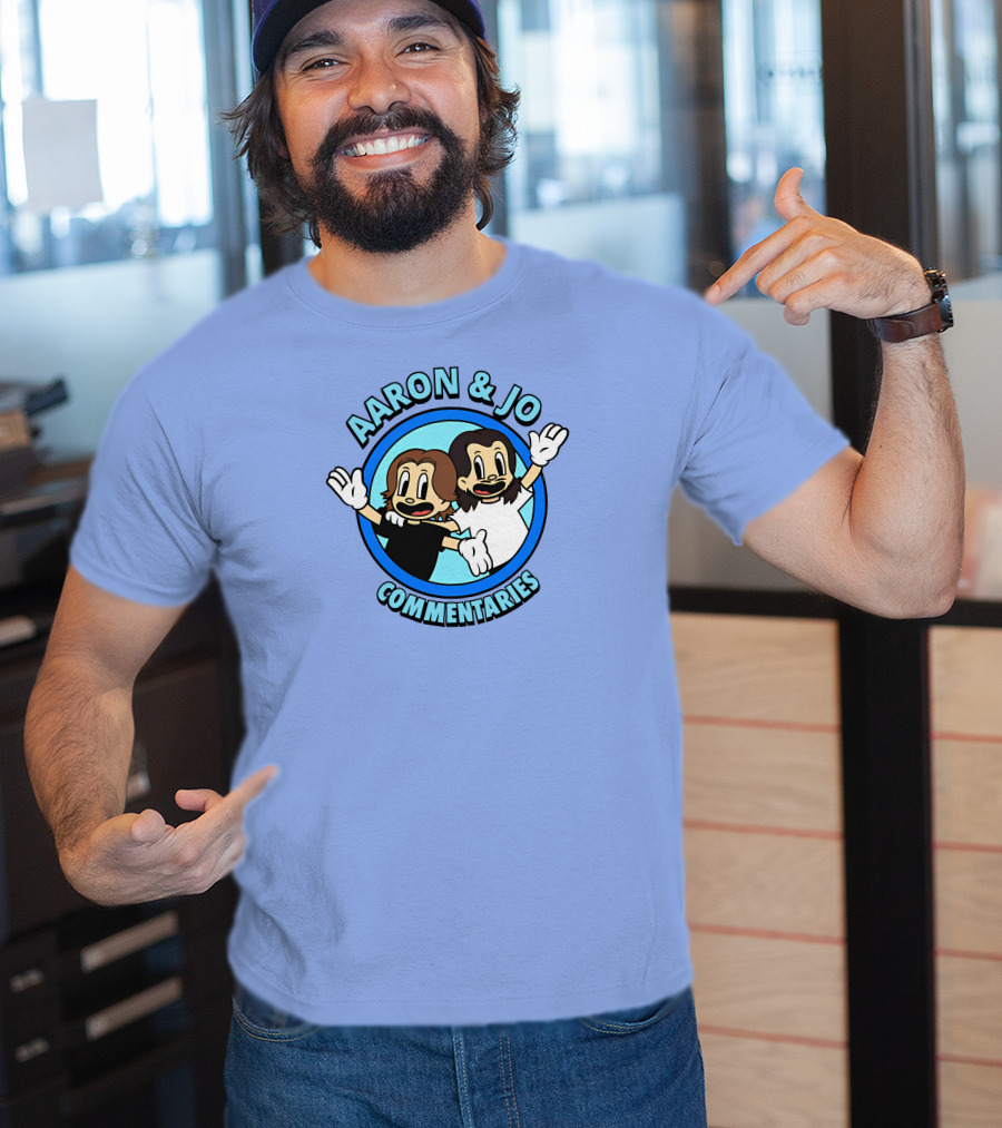 Crowdmade Aaron And Jo Commentaries Cartoon Style Blue Circle T-Shirt