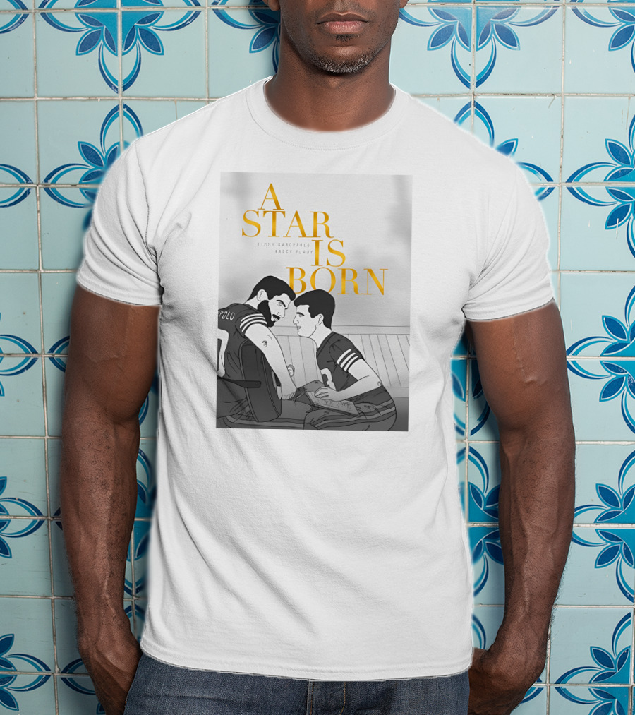A Star Is Born Jimmy Garoppolo Brock Purdy Football Sketch T-Shirt