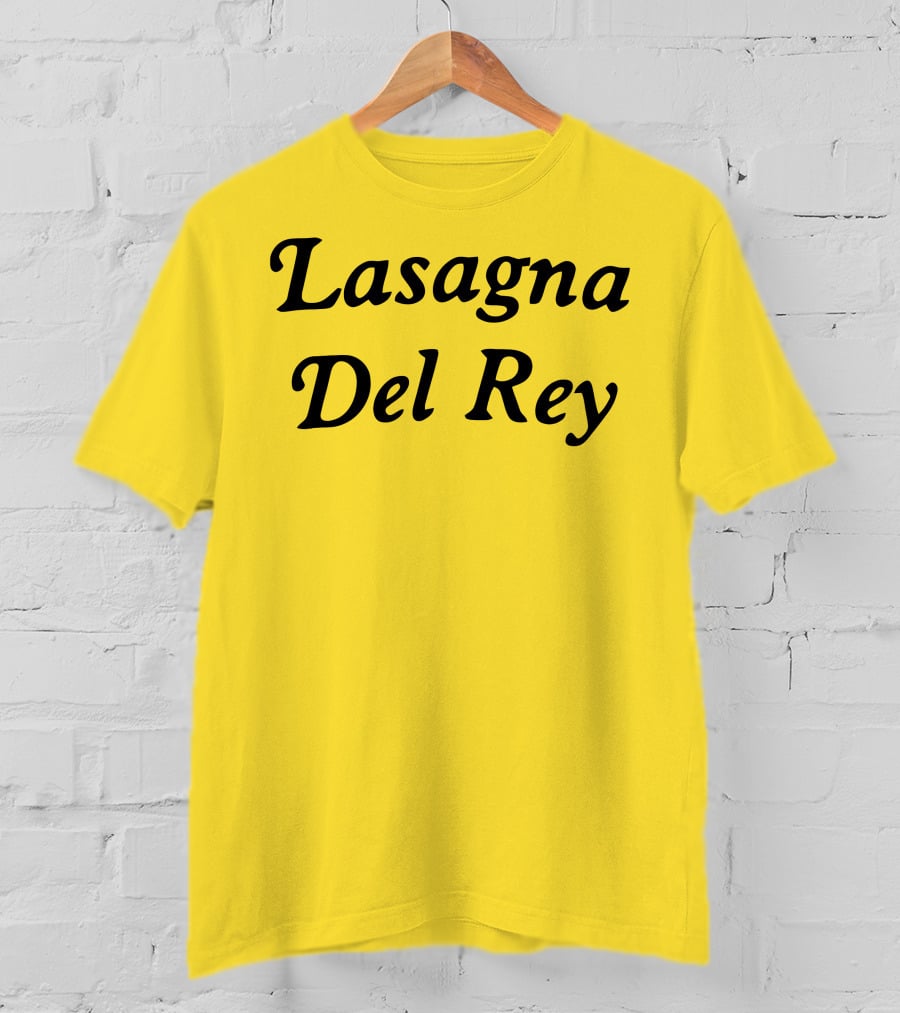 Lasagna Del Rey Yellow Block Text T-Shirt