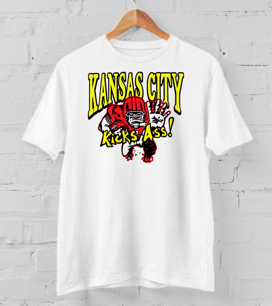 Kansas City Kicks Ass Red Football Player T-Shirt