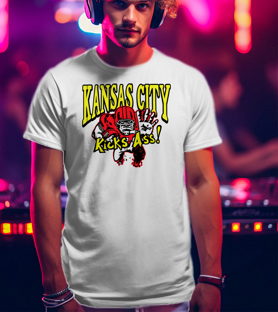 Kansas City Kicks Ass Red Football Player T-Shirt