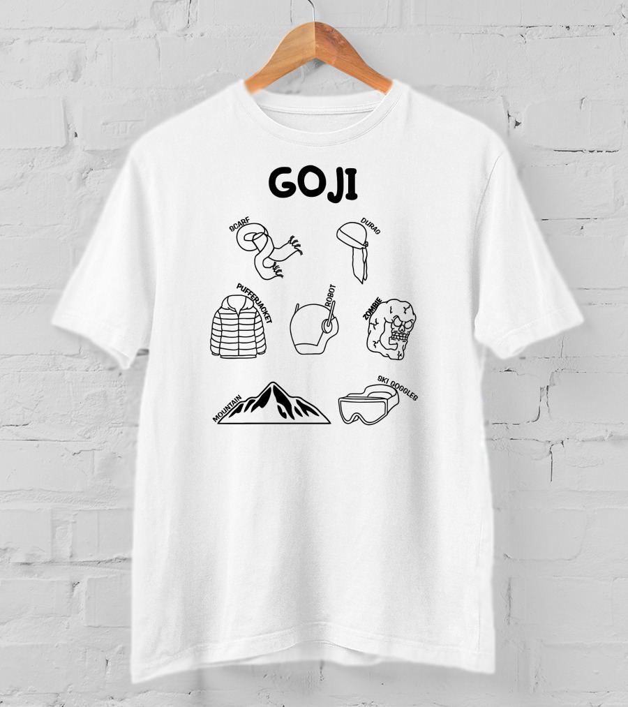 GOJI O'scarf Durag Puffer Jacket Robot Zombie Mountain Ski Googles T-Shirt