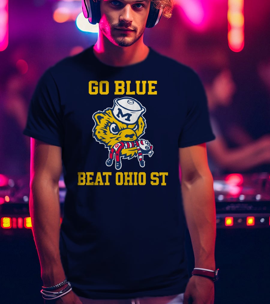 Go Blue Beat Ohio St Michigan Wolverine Victory Mascot Showdown T-Shirt