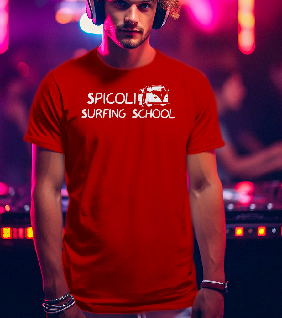 Spicoli Surfing School Super 70s Sports Vintage Van Surfboard T-Shirt