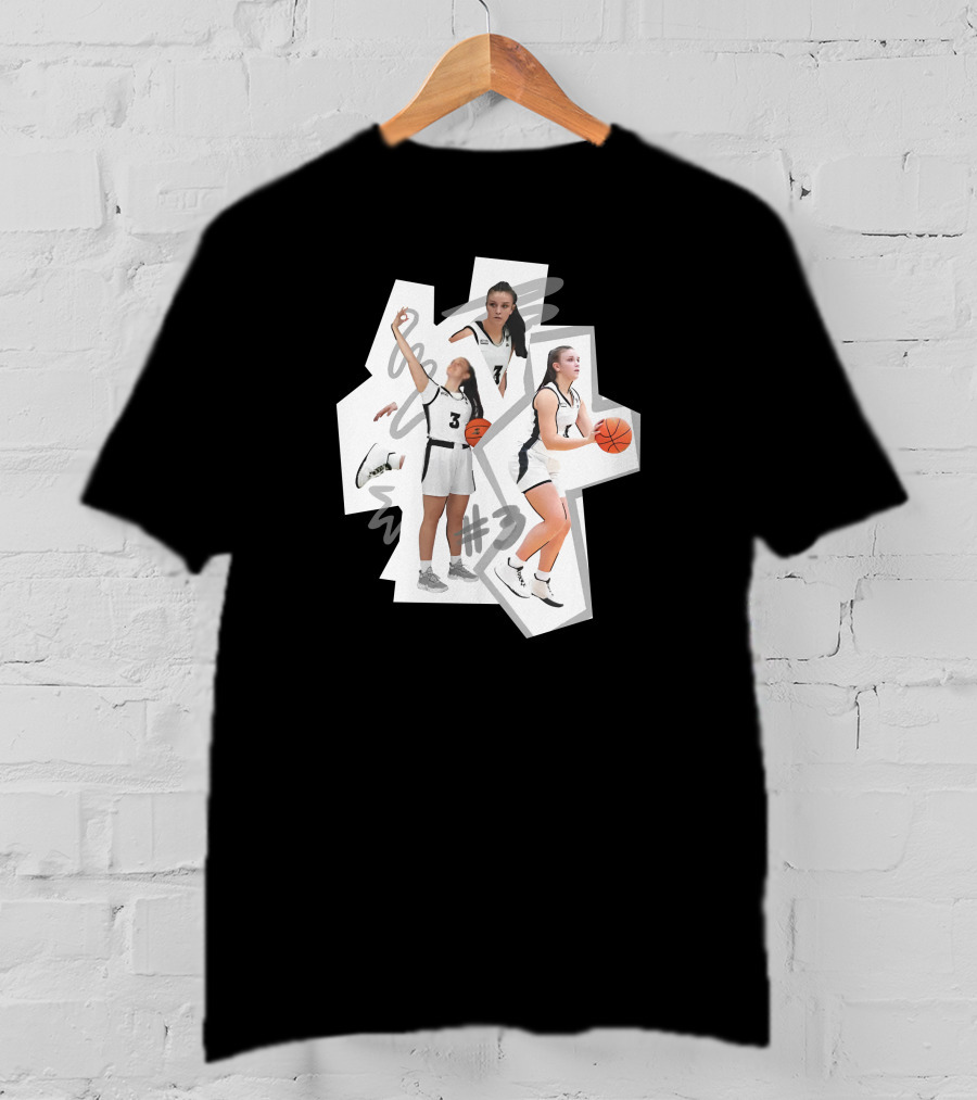 Kevin Huerter Wearing Meghan Huerter #3 Basketball Collage T-Shirt