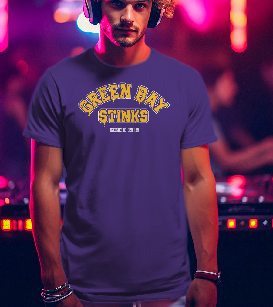 Green Bay Stinks Since 1919 John Randle Purple Yellow Football Rivalry Joke T-Shirt
