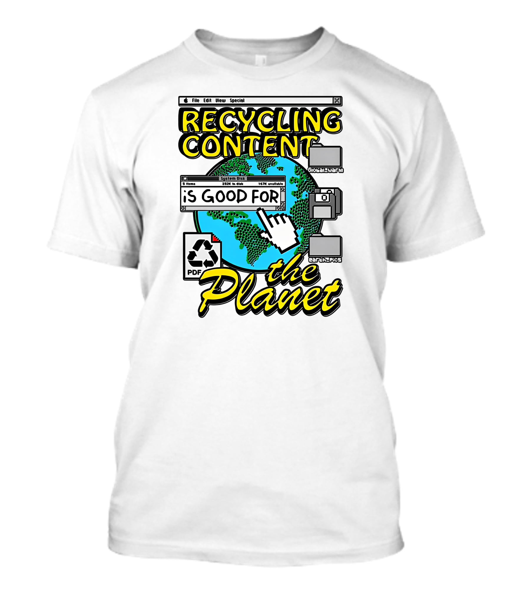 Recycling Content System Disk PDF Global Warm Earth Pics The Planet T-Shirt