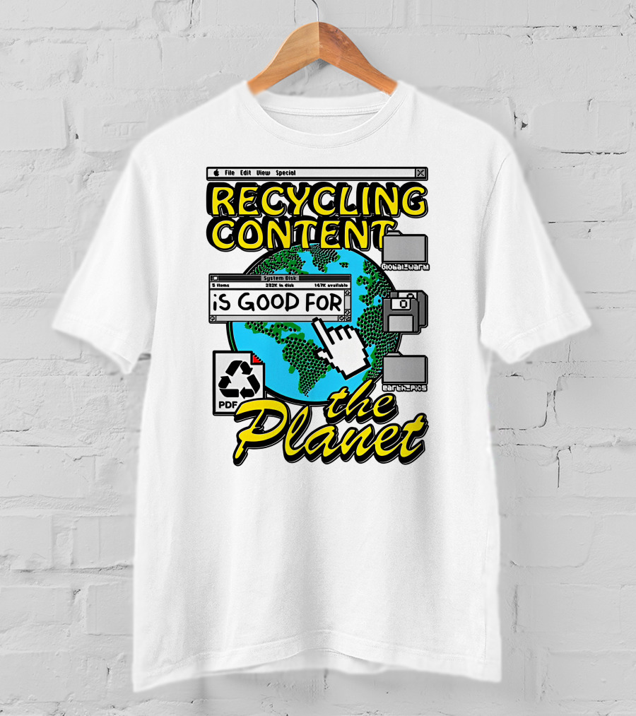 Recycling Content System Disk PDF Global Warm Earth Pics The Planet T-Shirt