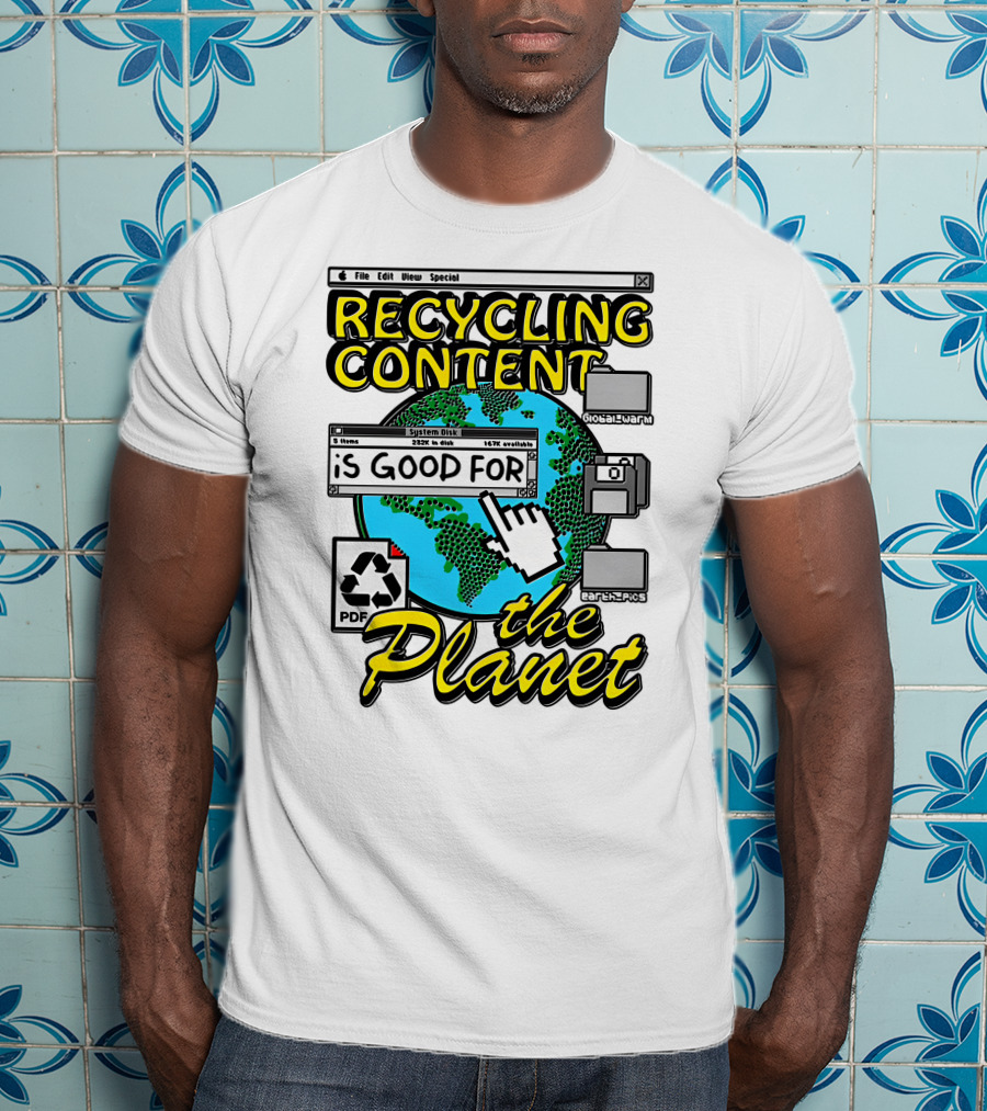 Recycling Content System Disk PDF Global Warm Earth Pics The Planet T-Shirt