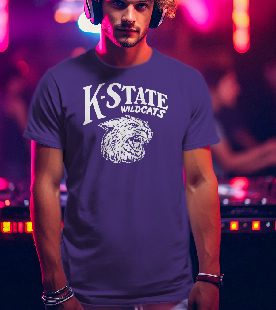 Charlie Hustle K-State Wildcats Vintage Purple Mascot T-Shirt