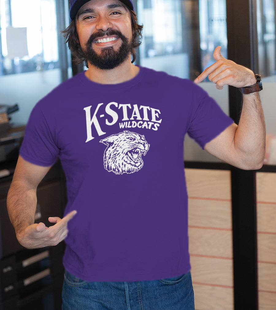 Charlie Hustle K-State Wildcats Vintage Purple Mascot T-Shirt