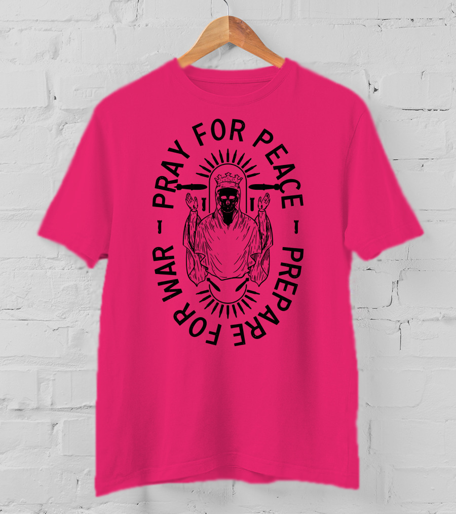 Lord Bell Pray For Peace Prepare For War Skeleton Halo T-Shirt