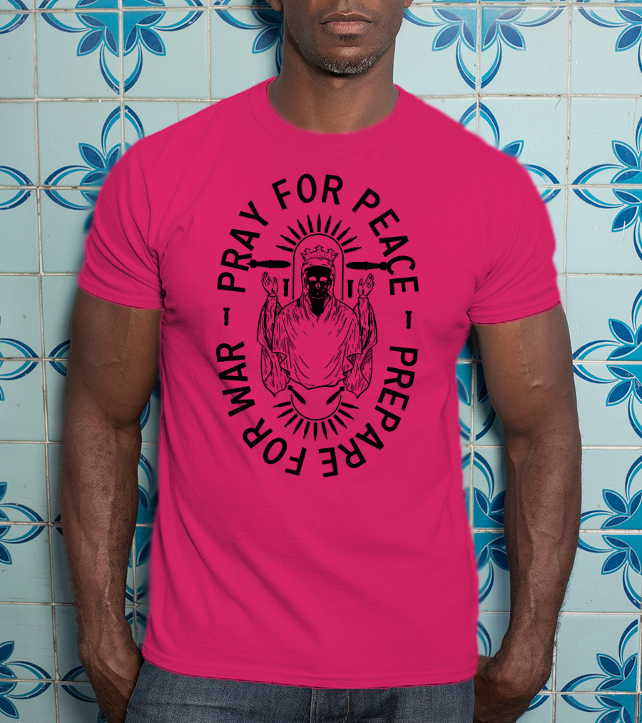 Lord Bell Pray For Peace Prepare For War Skeleton Halo T-Shirt