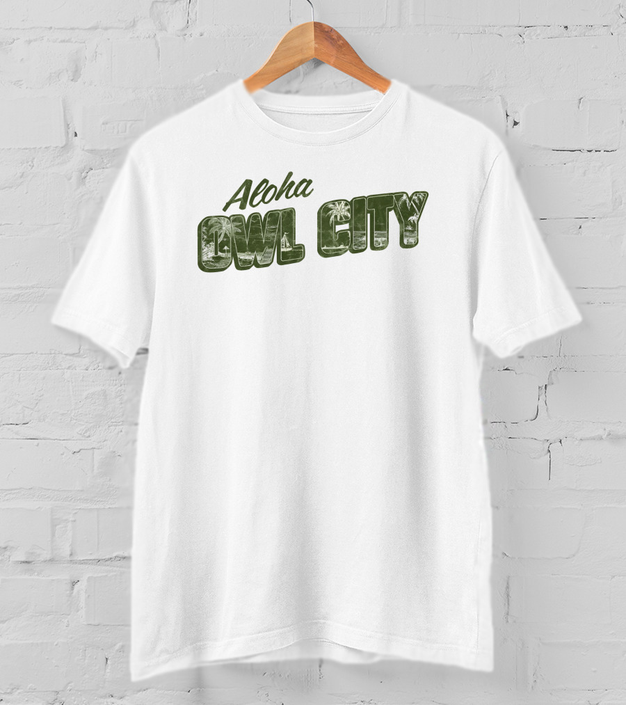 Aloha Owl City Palm Tree Green Tropical T-Shirt