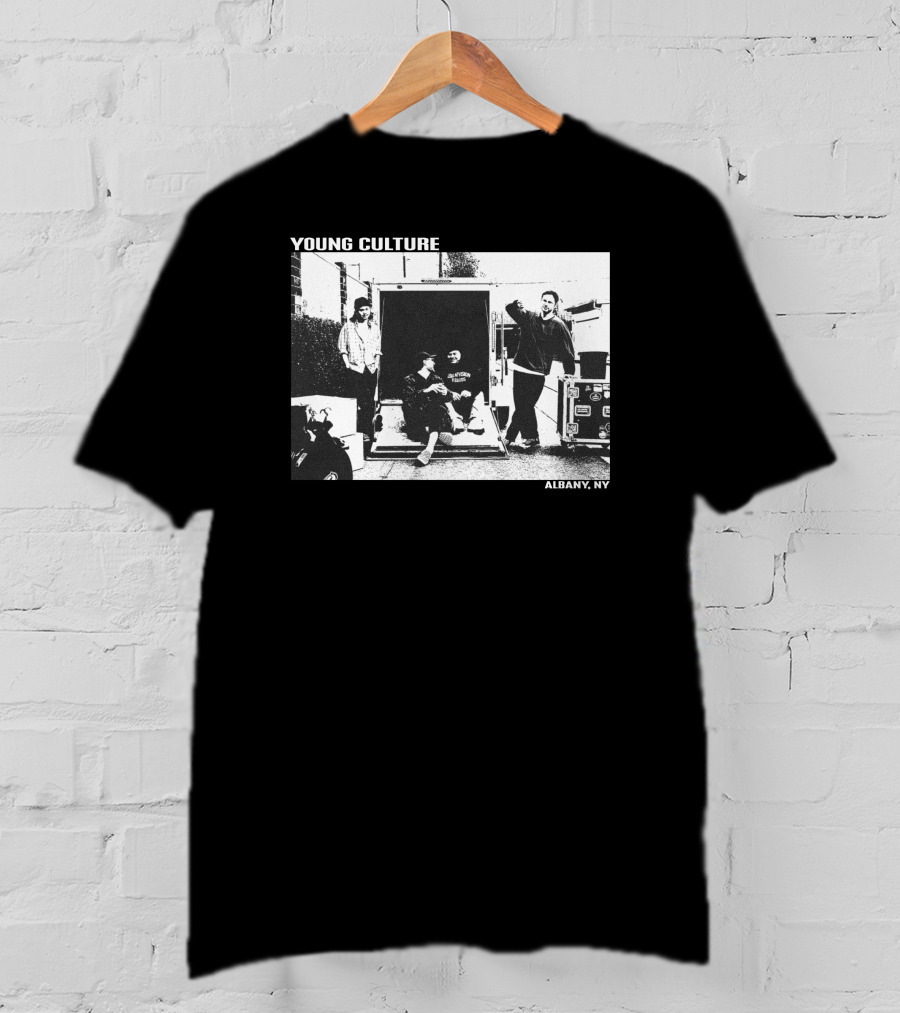 Young Culture Live Hanging Out In Albany NY Black And White Band Photo T-Shirt