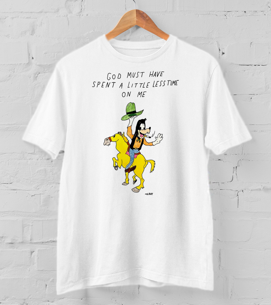 God Must Have Spent A Little Less Time On Me Cowboy Cartoon Character Riding A Horse T-Shirt