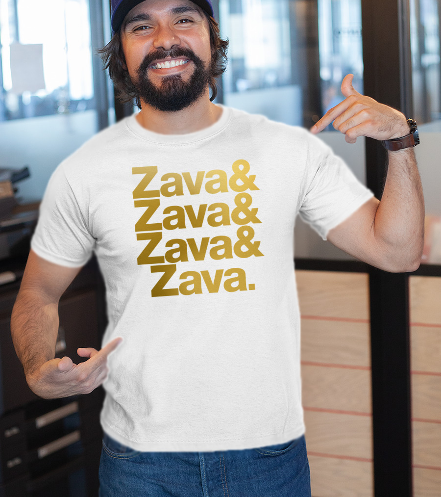 Zava Zava Zava Zava Gold Text Repetition T-Shirt