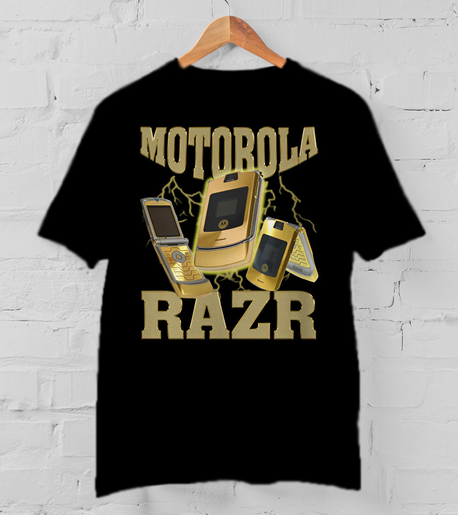MOTOROLA RAZR Gold Flip Phone Lightning T-Shirt