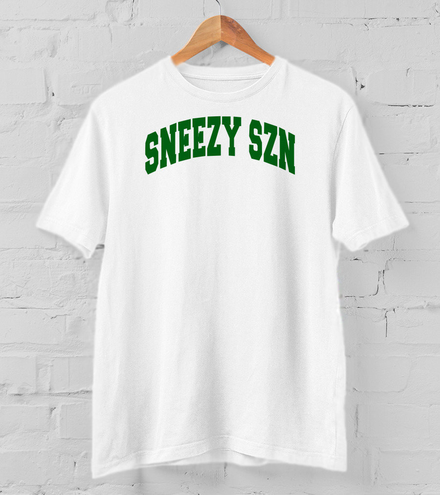 Sneezy Szn Green Text Arched T-Shirt
