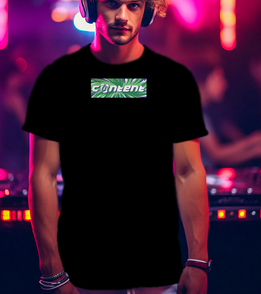Content Bold Logo Green And Purple Swirl Aboutimejoey T-Shirt