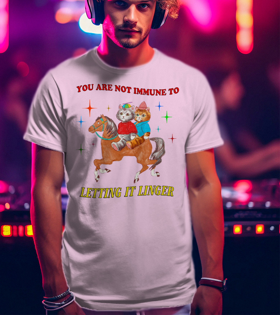 You Are Not Immune To Letting It Linger Cats On Horse With Colorful Stars T-Shirt