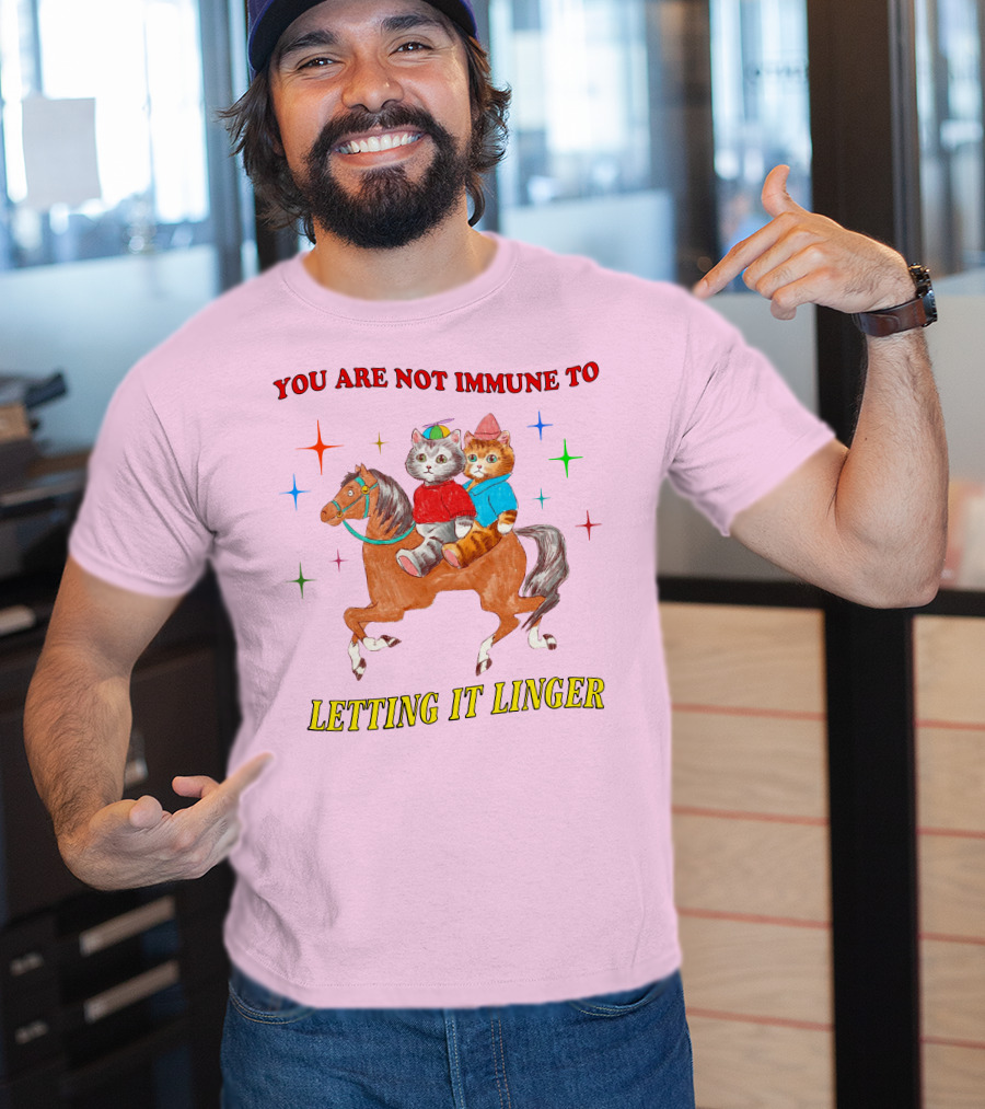 You Are Not Immune To Letting It Linger Cats On Horse With Colorful Stars T-Shirt