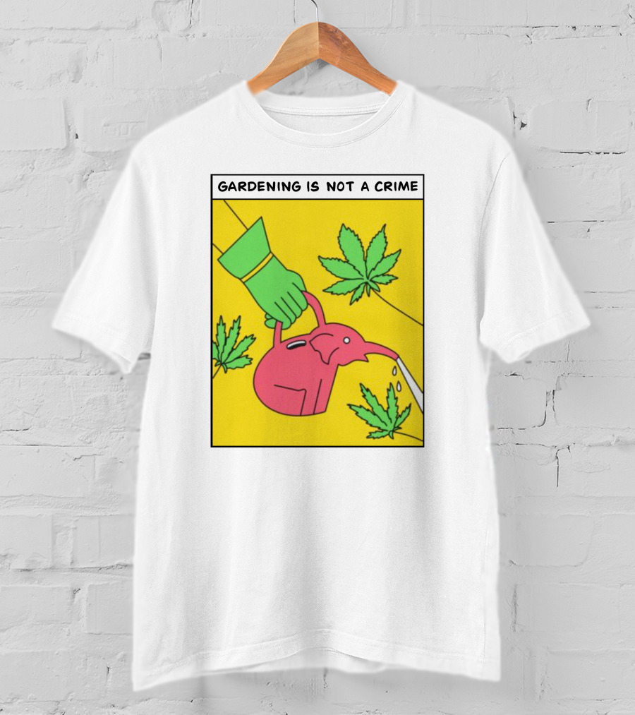 Gardening Is Not A Crime Hand Watering Can Cannabis Leaves T-Shirt