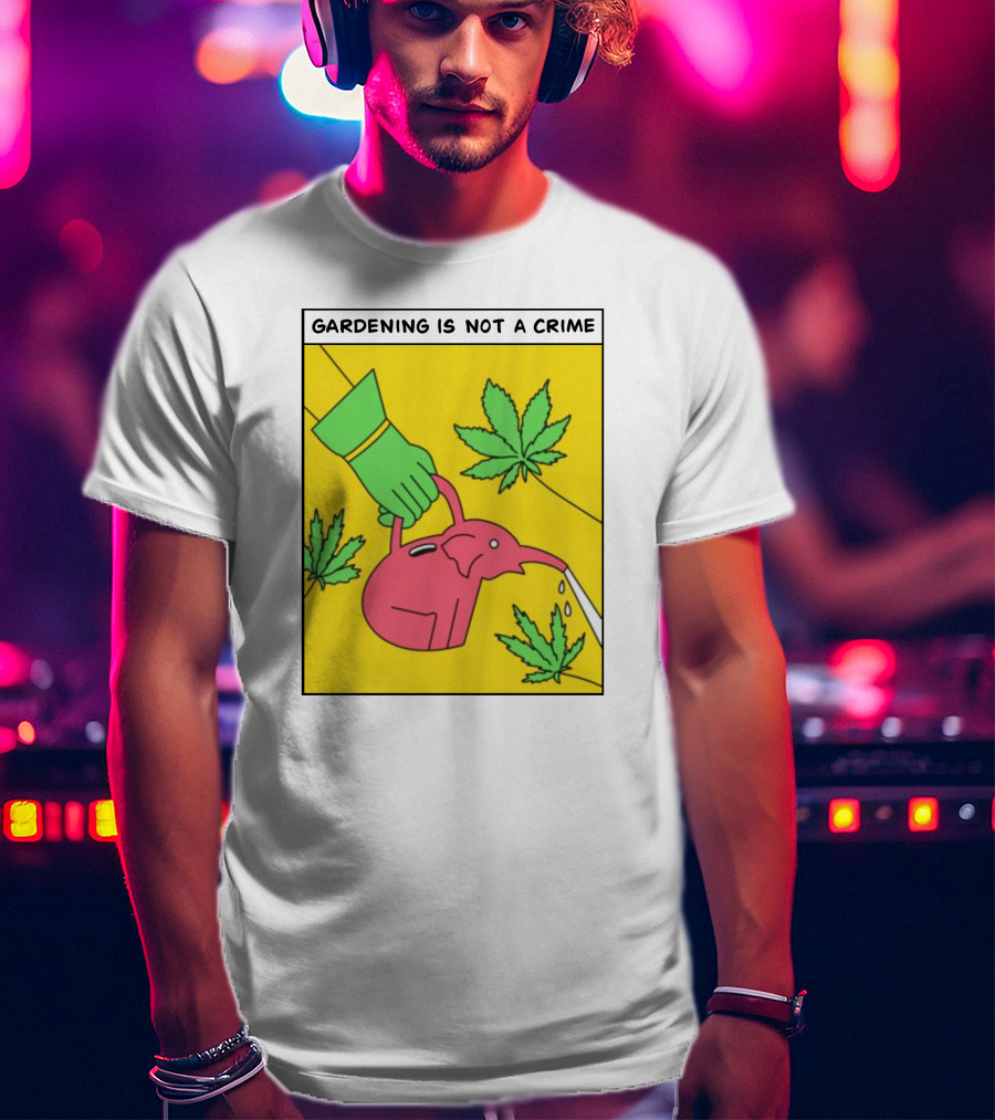 Gardening Is Not A Crime Hand Watering Can Cannabis Leaves T-Shirt