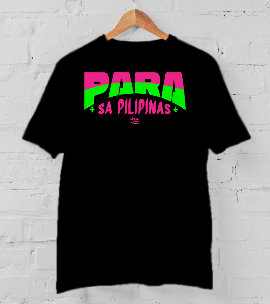Gensanispink Para Sa Pilipinas Linya-Linya Pink And Green Text T-Shirt