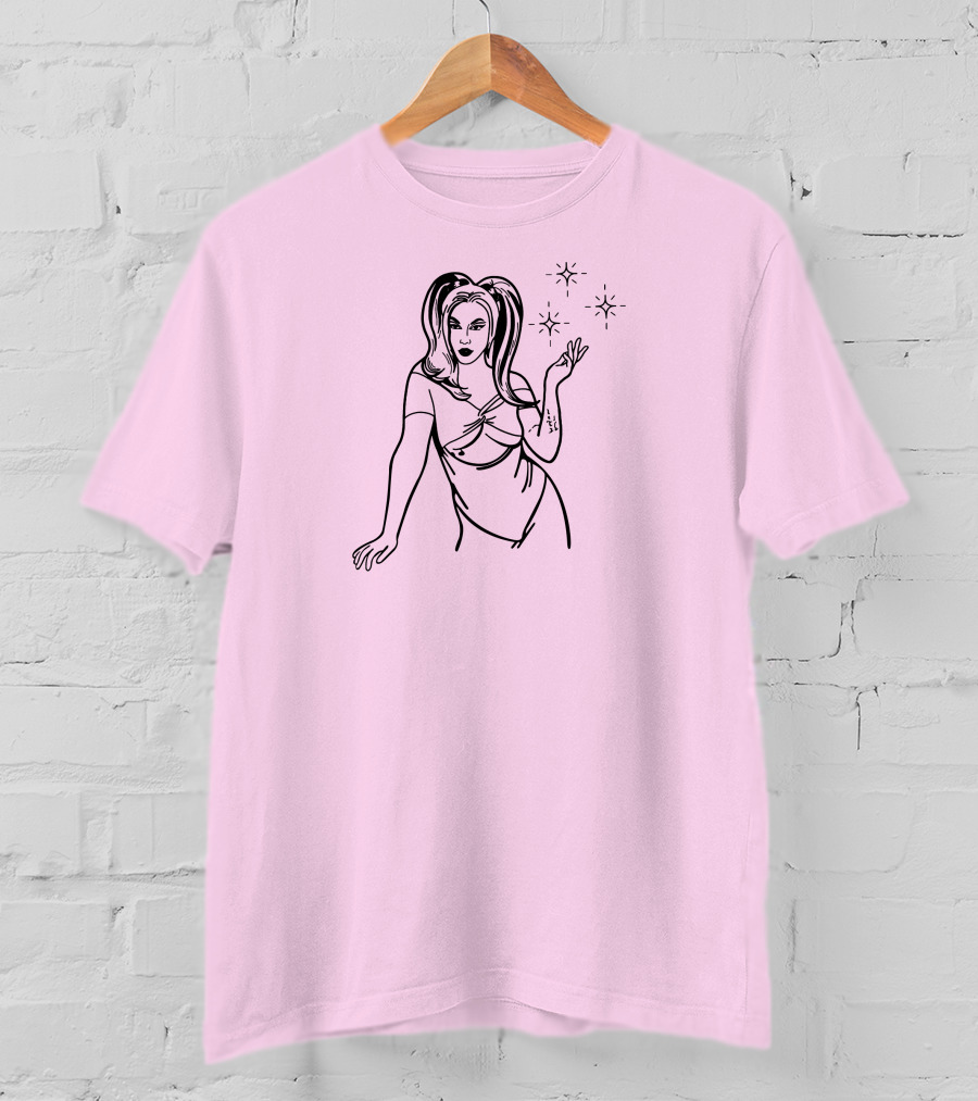 Sketch Woman With Stars T-Shirt