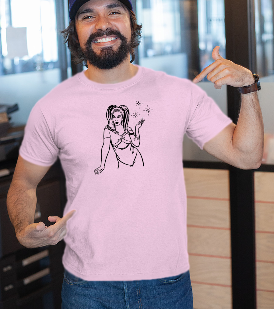 Sketch Woman With Stars T-Shirt