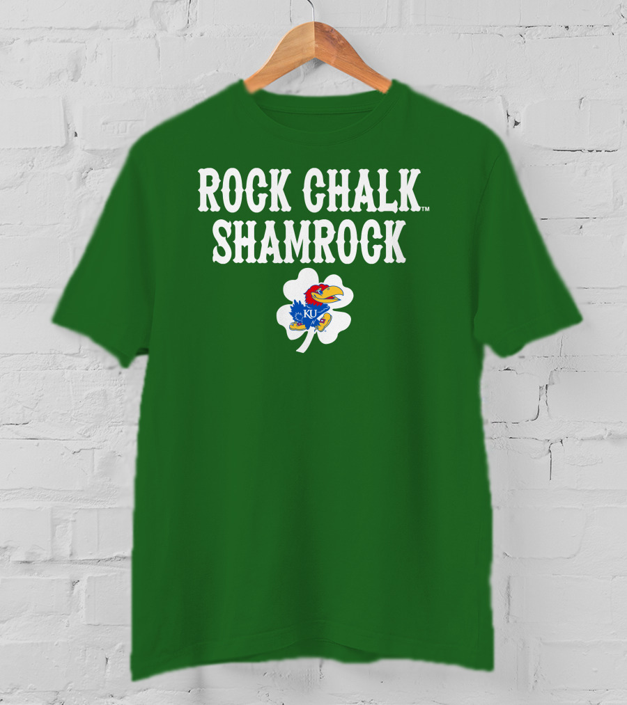 Rock Chalk Shamrock Kansas Jayhawks St Patrick’s Day Green T-Shirt