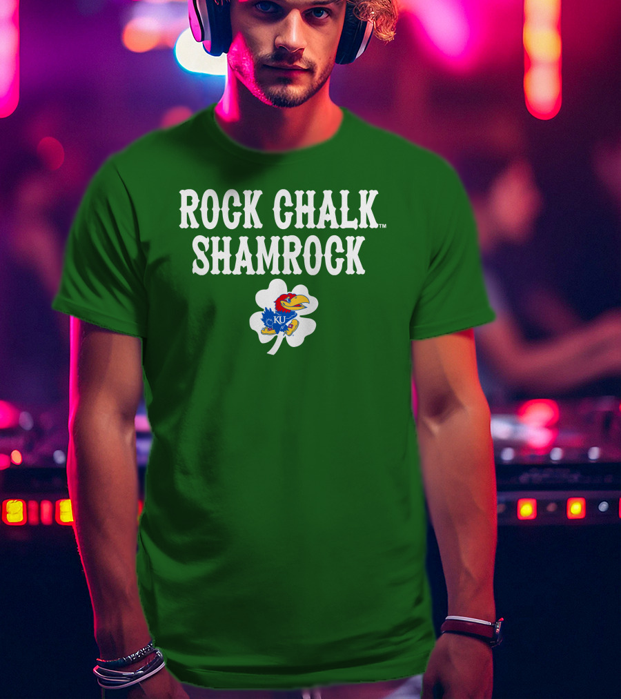 Rock Chalk Shamrock Kansas Jayhawks St Patrick’s Day Green T-Shirt