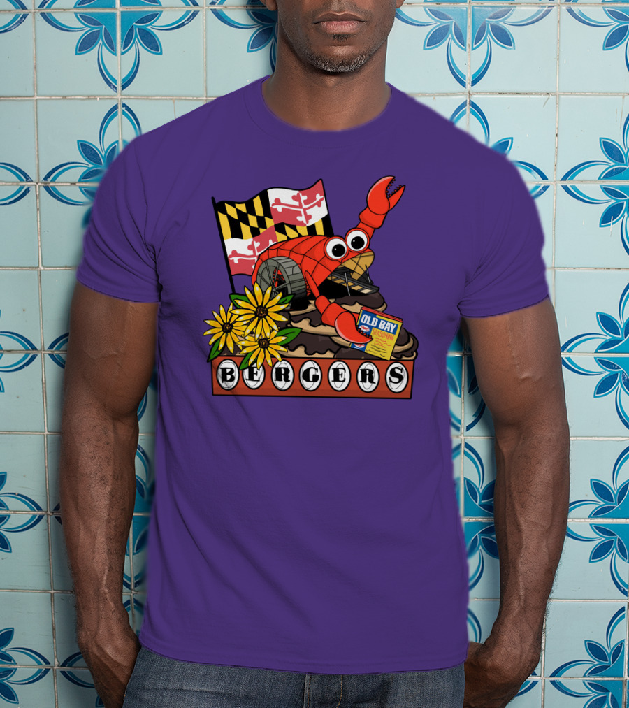 Maryland Flag Crab Bergers Old Bay Seasoning Flowers T-Shirt