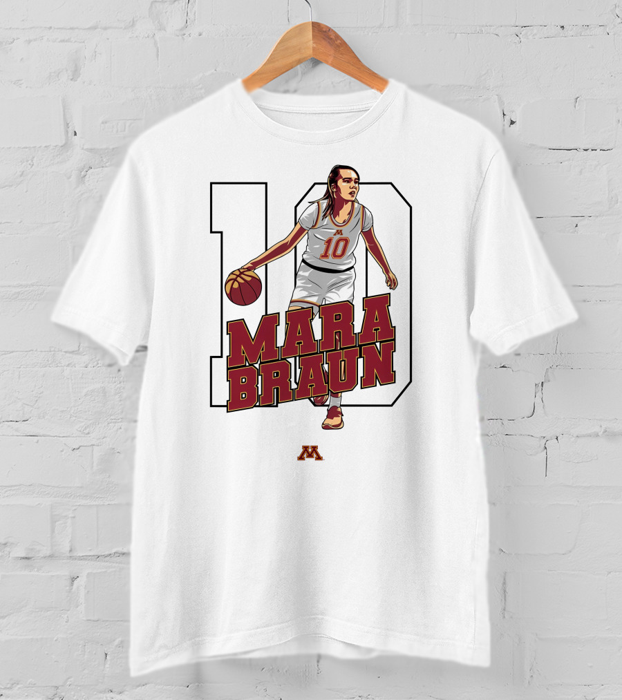 Minnesota Golden Gophers Women's Basketball Mara Braun Number 10 T-Shirt