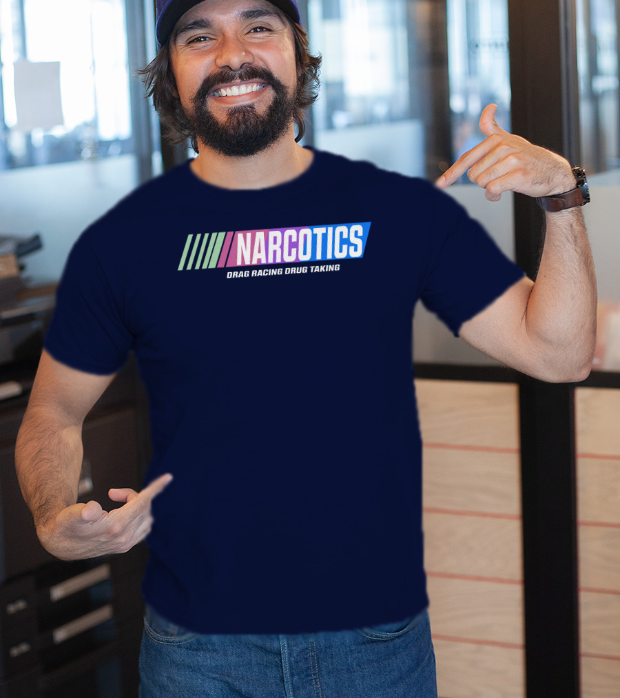 Narcotics Drag Racing Drug Taking Retro Style Racing Stripes T-Shirt