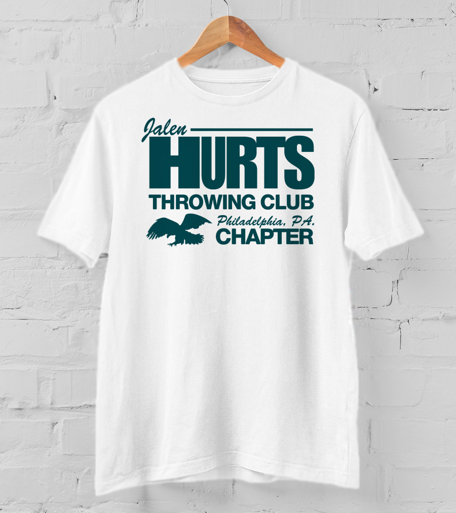 Jalen Hurts Throwing Club Philadelphia PA Chapter Eagles Fan Gear T-Shirt