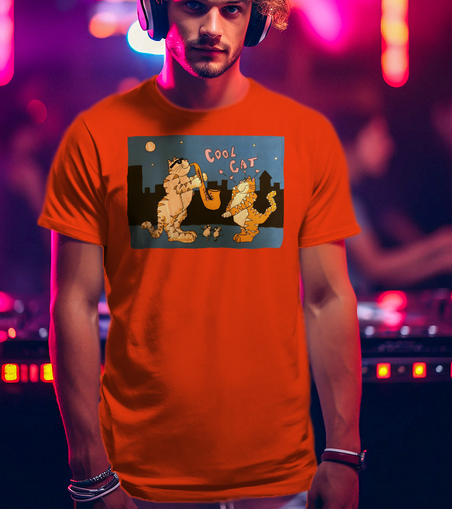 Cool Cat Night Jazz With Playful Felines And Spectators T-Shirt