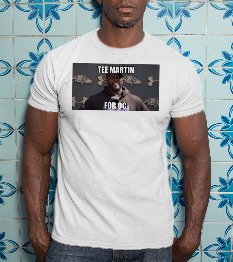 Tee Martin For OC Baltimore Ravens Coach Under Armour Background T-Shirt